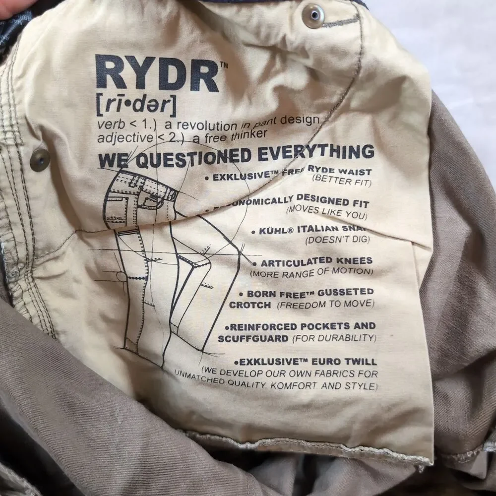 Kuhl Rydr Pants Mens 38x30‎ (38x29) Brown Outdoor Hiking Workwear Heavy Patina